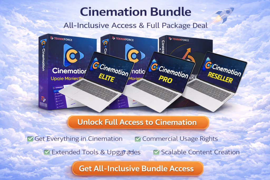 Cinemation bundle all-inclusive package with Elite, Pro, and Reseller access for AI video creation