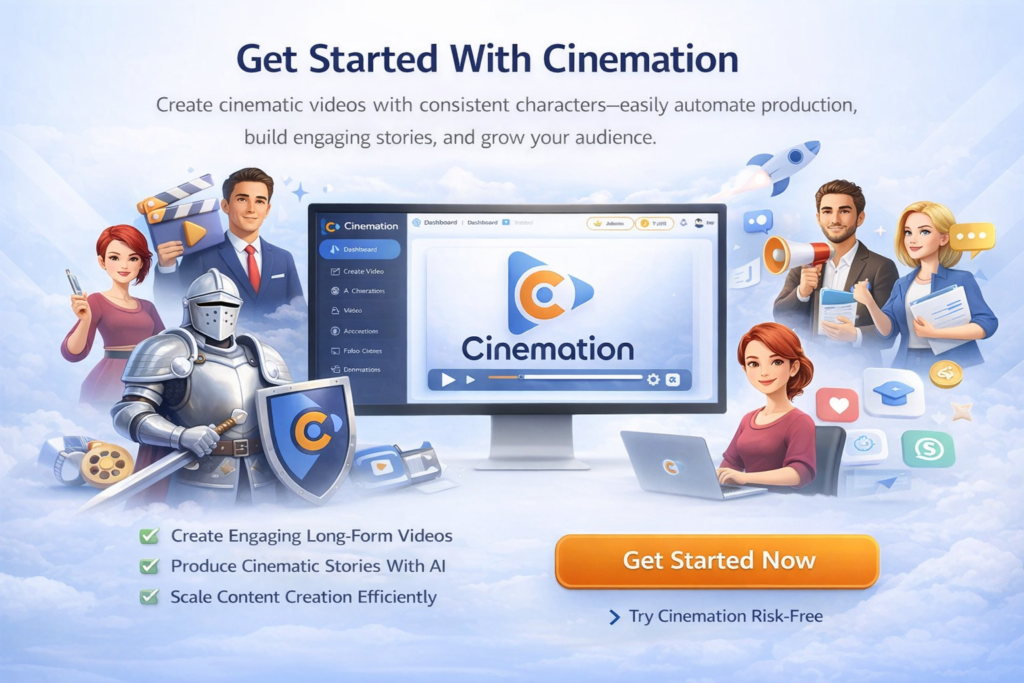 Get started with Cinemation AI video creator to build cinematic videos with consistent characters